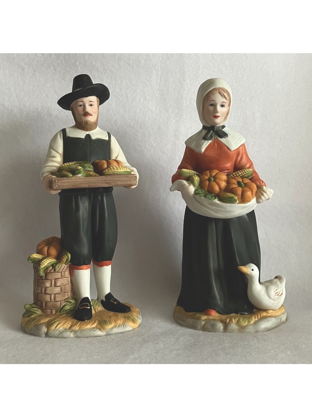 Vtg Home Interiors Pilgrim Figurines Rewards of the Harvest Thanksgiving Decor